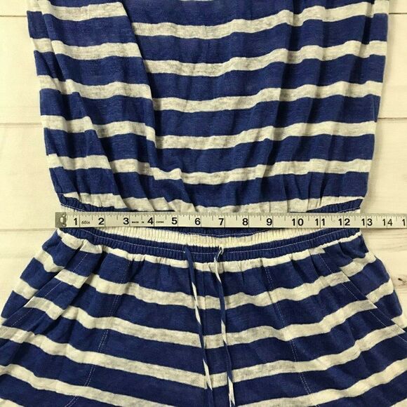 C&C California Womens Blue White Striped Strapless One Piece Romper Size Large - Picture 6 of 10